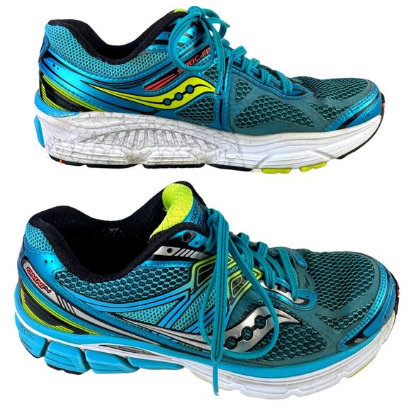 Saucony Shoes - Saucony Omni 14 Women’s Running Shoe Blue-Black-Citron Size 8 Wide Sneaker